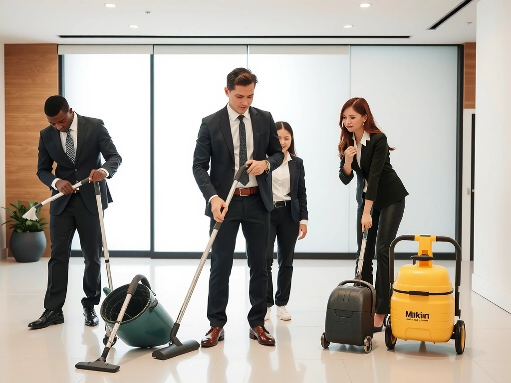 CleanWorks team working in a modern office space